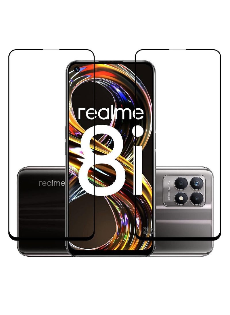 Super 2 Pieces Tempered Glass Screen Protector 5D Designed For Realme 8i Full Glue Edge to Edge Full Screen Coverage And Bubble Free - Image 1