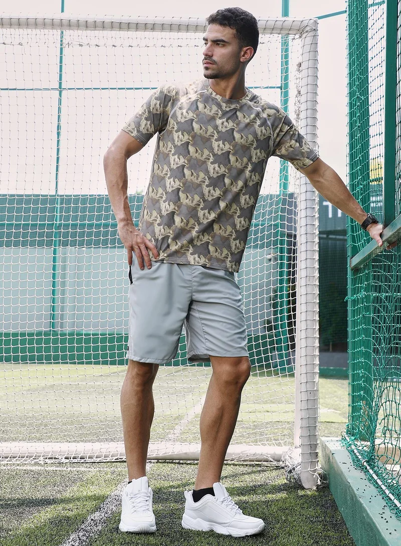 CAHOOT  Men's Coin Grey & Ash Brown Flow-Lined Activewear T-Shirt for Men | Best Price UAE