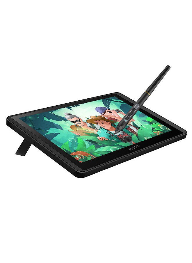 BOSTO - شاشة تابلت رسم جرافيك LCD 12HD-A مقاس 11.6 بوصة، تقنية سلبية مع وظيفة إمالة تدعم نظام التشغيل Windows MacOS، تابلت رسم منخفض الاستهلاك يعمل بمنفذ USB مع قلم شاشة تفاعلي - Image 1