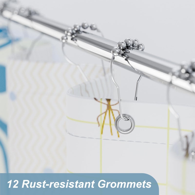 AmazerBath Shower Curtain, 72"x72" Washable Cloth Spring Blue Blossom Serenity Shower Curtain with 12 Shower Curtain Hooks, Fabric Colorful Romantic Style Curtain Set for Bathroom Home Decor - Image 5