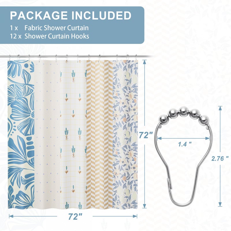 AmazerBath Shower Curtain, 72"x72" Washable Cloth Spring Blue Blossom Serenity Shower Curtain with 12 Shower Curtain Hooks, Fabric Colorful Romantic Style Curtain Set for Bathroom Home Decor - Image 2