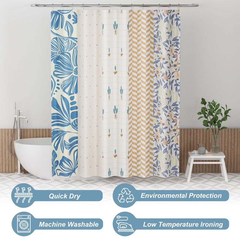 AmazerBath Shower Curtain, 72"x72" Washable Cloth Spring Blue Blossom Serenity Shower Curtain with 12 Shower Curtain Hooks, Fabric Colorful Romantic Style Curtain Set for Bathroom Home Decor - Image 4
