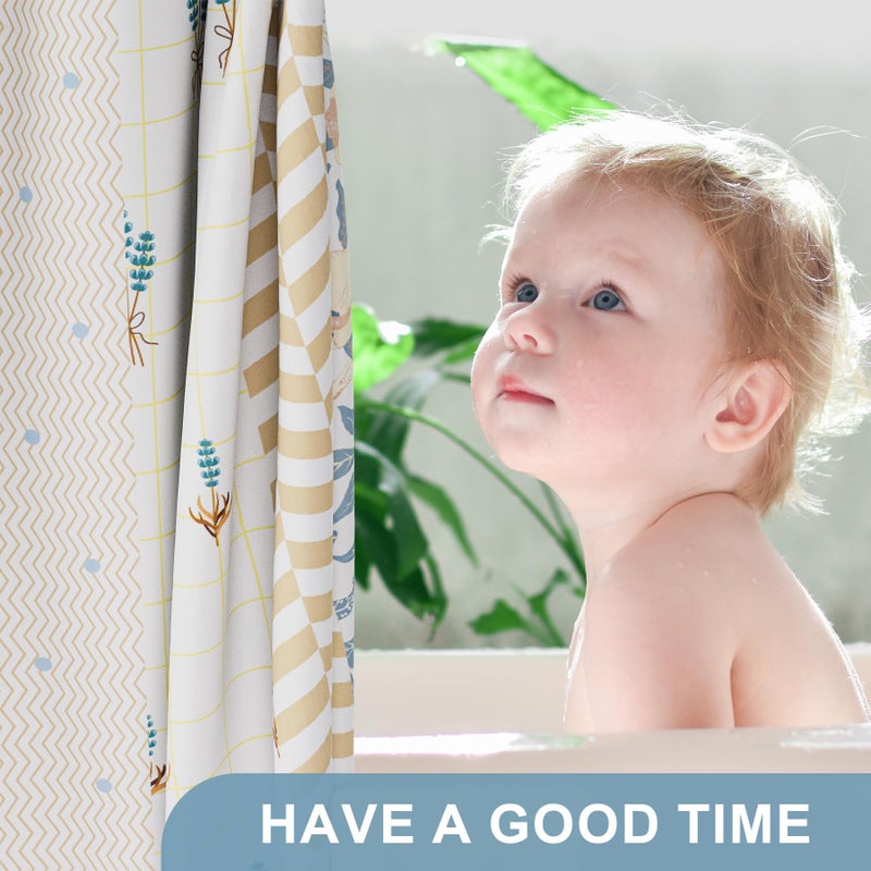 AmazerBath Shower Curtain, 72"x72" Washable Cloth Spring Blue Blossom Serenity Shower Curtain with 12 Shower Curtain Hooks, Fabric Colorful Romantic Style Curtain Set for Bathroom Home Decor - Image 3