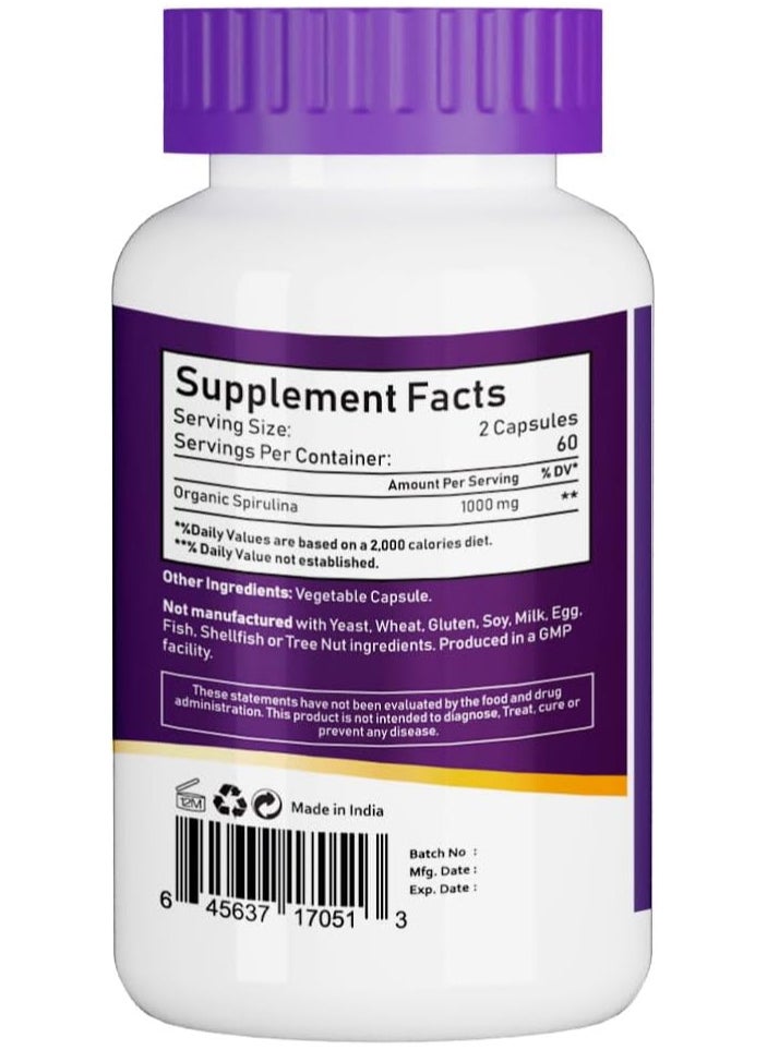 NBL Natural - NBL Natural Organic Spirulina 1000mg  120 Tablets - Image 1