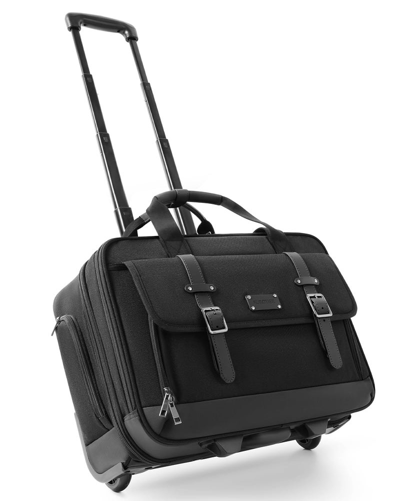 AUROTIER Rolling Laptop Bag, Briefcase for Men and Women, 16 Inch Computer Bag with Wheels Underseat Carry on Luggage, Laptop Briefcase Case for Work, Travel, College Teacher, Mobile Office Bag, Black - Image 1