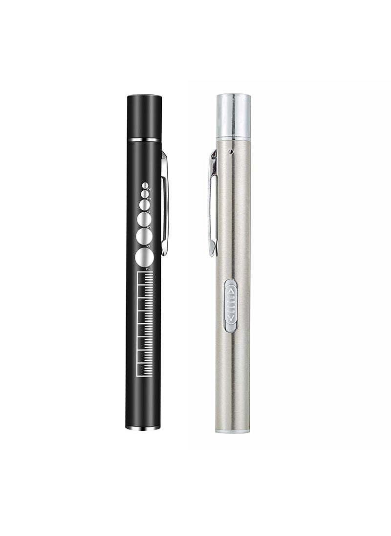Generic - Portable Dual Light Medical Penlight Flashlight with Scale Support custom logo lettering service - Image 1