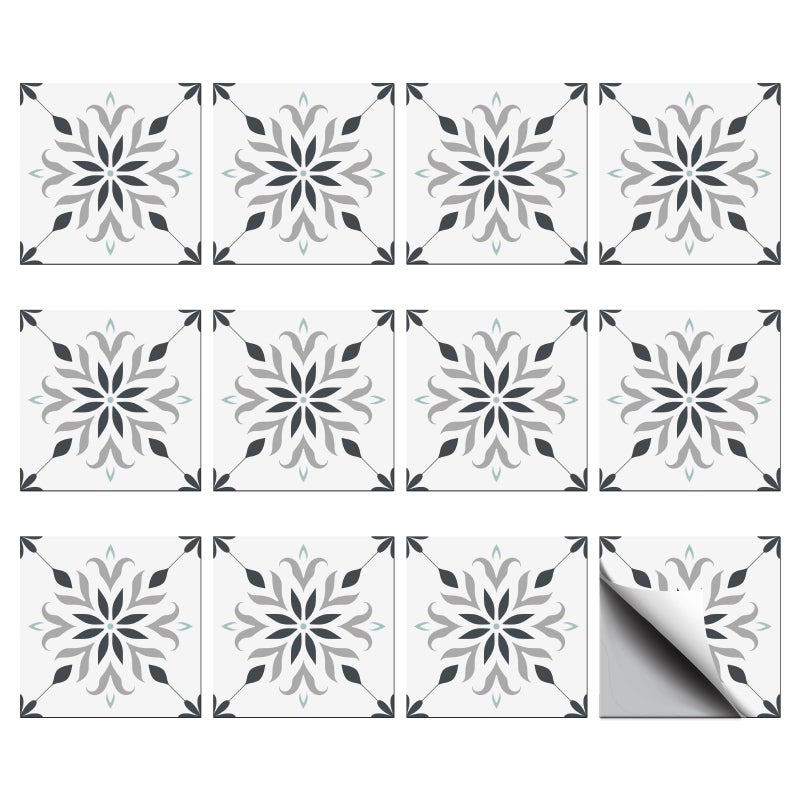 CHGCRAFT 36Pcs Peel and Stick Tile Stickers Flower Mandala Backsplash Tile Decals Waterproof Self-Adhesive Square Wall Decals for Kitchen Bathroom Decoration, 4x4Inch - Image 1