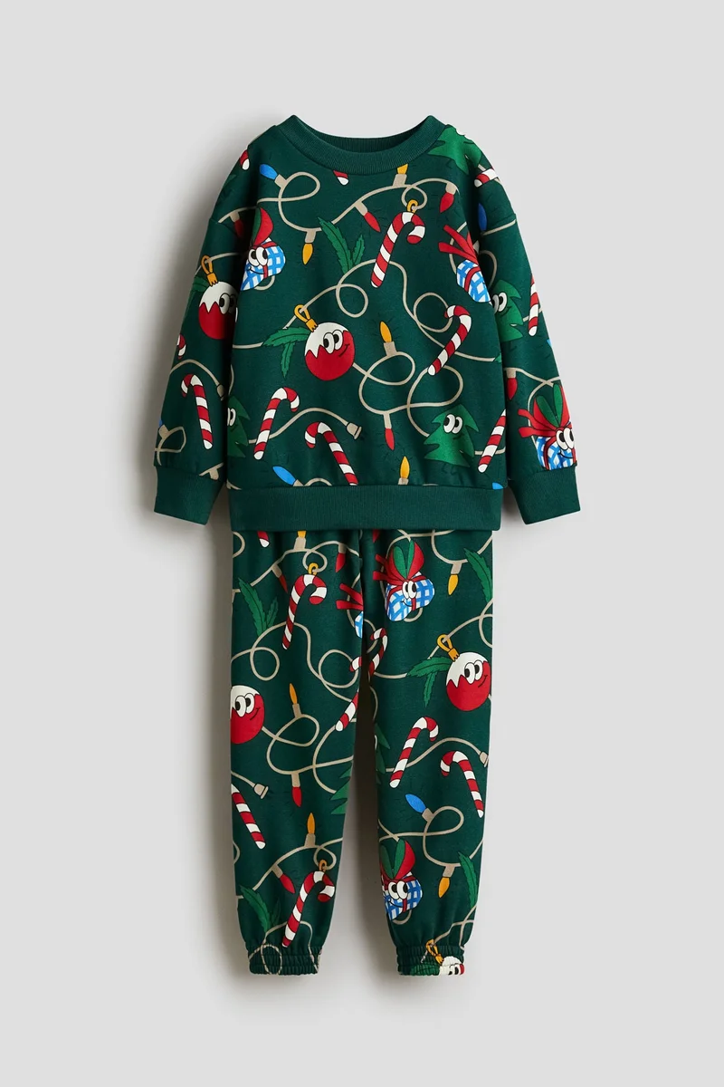 H&M 2-piece printed sweatshirt set