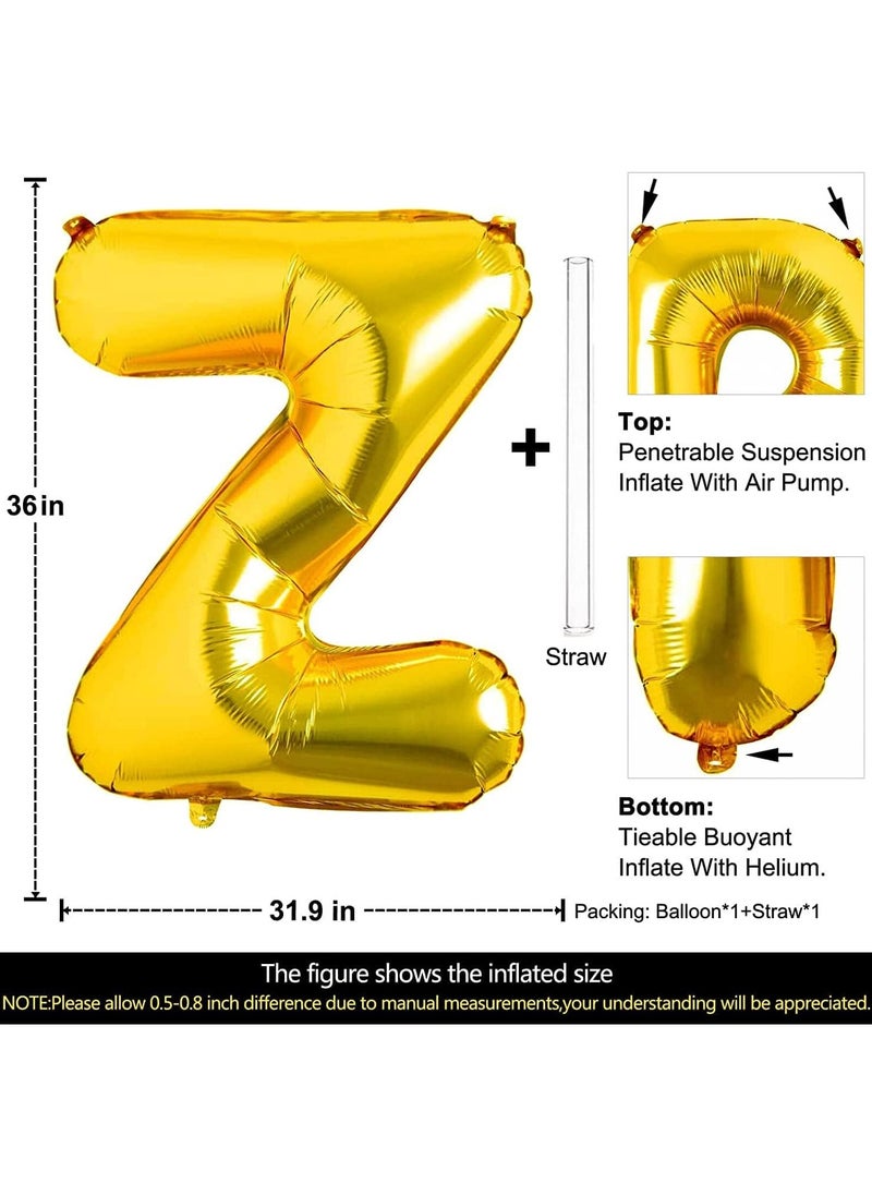 Goldedge 32 Inch Giant Gold  Letter Z Foil Helium Balloons Big Single Mylar Balloon Birthday Party Decoration Supply Baby Shower (Gold Z)  - Image 2