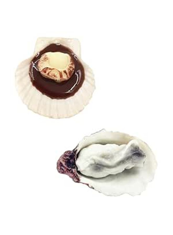 2Pcs Realistic Plastic Oyster Scallop Models Seafood Display Props Home Decor Fine Workmanship - Image 1