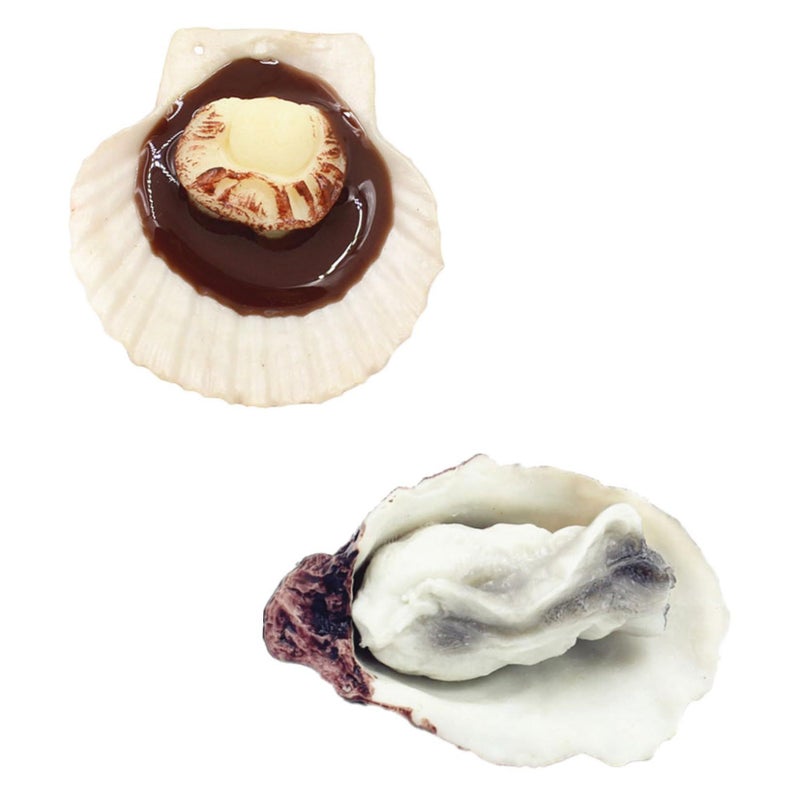 2Pcs Realistic Plastic Oyster Scallop Models Seafood Display Props Home Decor Fine Workmanship - Image 2