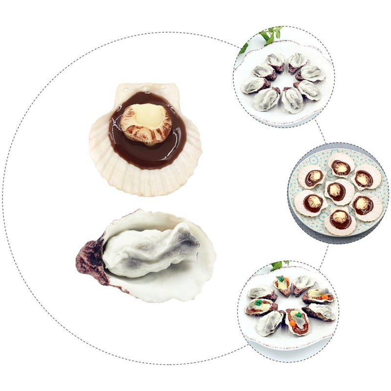 2Pcs Realistic Plastic Oyster Scallop Models Seafood Display Props Home Decor Fine Workmanship - Image 4