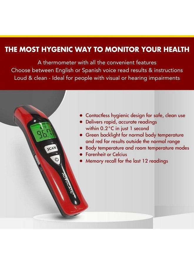 Advocate Non Contact Touchless Speaking Thermometer for Adults, Kids & Babies - Digital Infrared Thermometer - Clinical Results-Speaks English and Spanish - Image 5