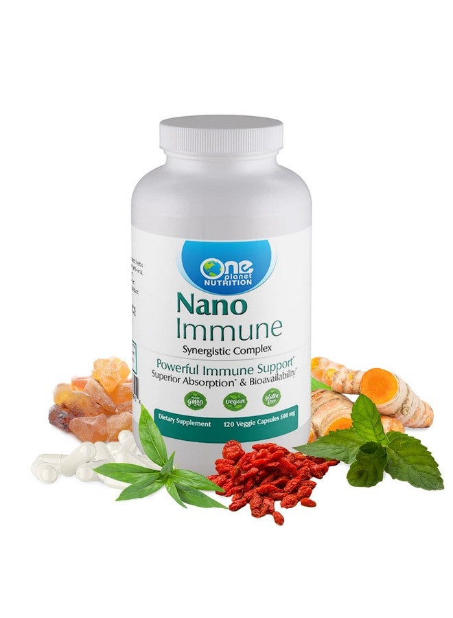 One Planet Nutrition Nano Immune 500 mg Veggie Capsules (120 Servings), Synergistic Blend of 5 Nano-Sized Herbs, Enhances Immune Defense, Non-GMO, Vegan, Gluten Free - Image 1