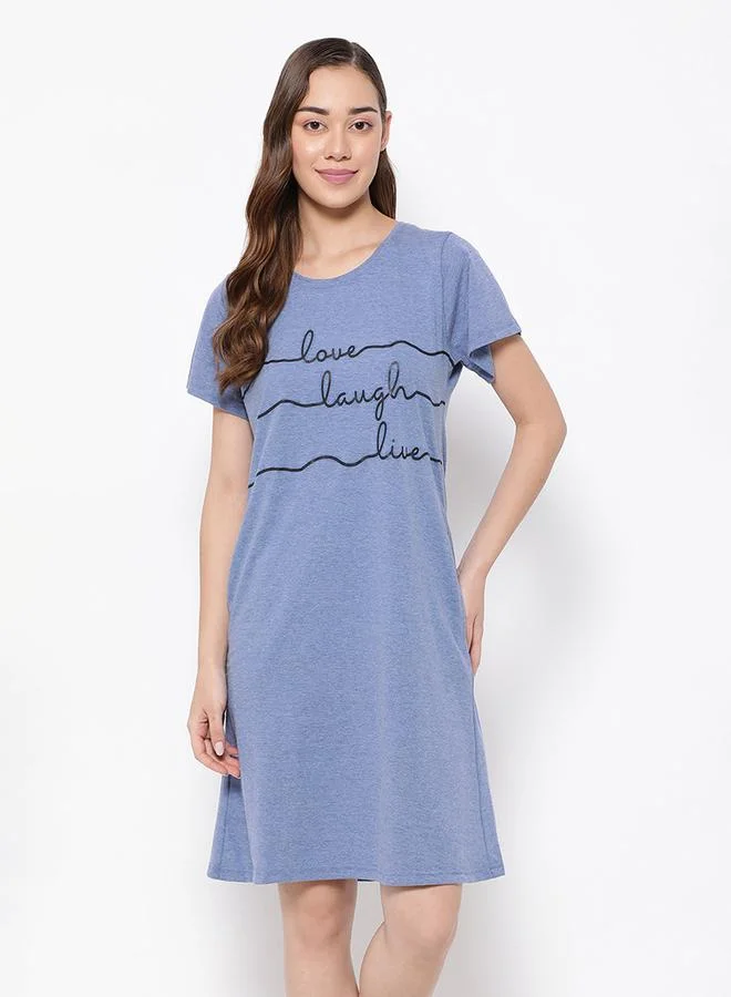 Clovia Cotton Slogan Print Sleep T-Shirt Dress by Styli