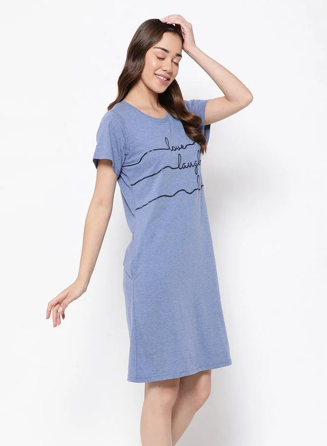 Clovia Cotton Slogan Print Sleep T-Shirt Dress by Styli