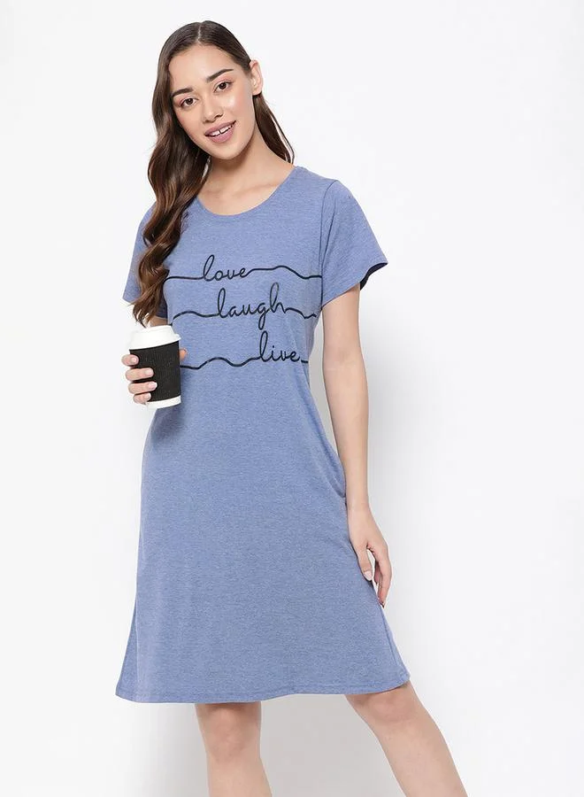 Clovia Cotton Slogan Print Sleep T-Shirt Dress by Styli