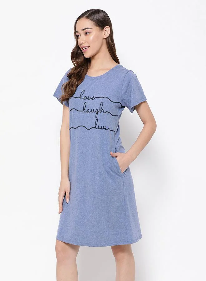 Clovia Cotton Slogan Print Sleep T-Shirt Dress by Styli