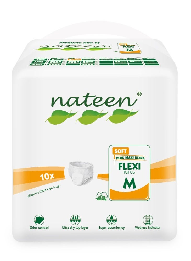 nateen Nateen Flexi Soft Adult Diapers Pants,Incontinence Pull Up,Medium,Waist Size 90-130cm,10 Count Adult Pull Ups,Superior Comfort,Excellent Combination of Protection.  - Image 1