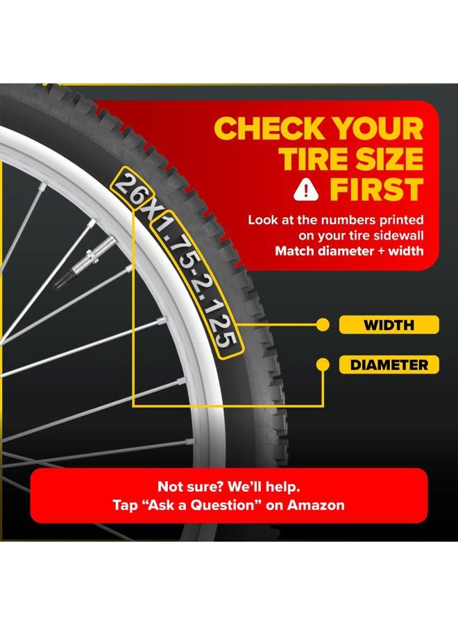 Ultraverse Bike Inner Tube for 26 X 1.75/1.95/2.10/2.125 inch Bicycle tire Sizes with Presta Valve - Rubber Tubes for Mountain and Trail, Cruisers, MTB, and All Terrain Bikes – Set of 2 - Image 2