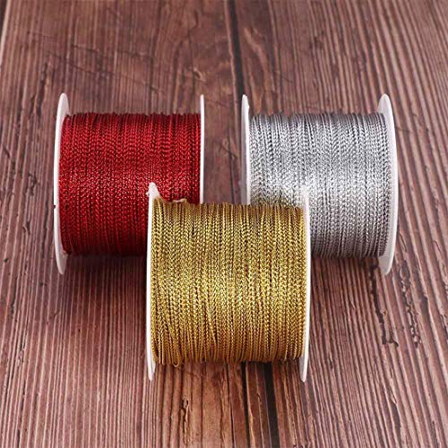 DIY Crafts Pack of 20 mtr 20x1, Silver Cord Thread, 20 Meters 1mm Rope Gold/Silver/Red Cord Thread Cord String Strap Ribbon Rope Tag L(Pack of 20 mtr 20x1, Silver Cord Thread) - Image 3