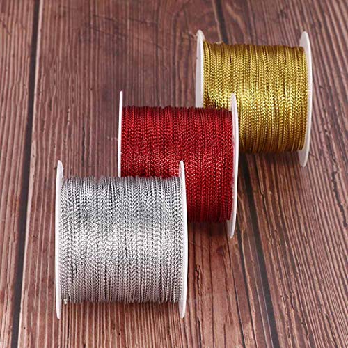 DIY Crafts Pack of 20 mtr 20x1, Silver Cord Thread, 20 Meters 1mm Rope Gold/Silver/Red Cord Thread Cord String Strap Ribbon Rope Tag L(Pack of 20 mtr 20x1, Silver Cord Thread) - Image 2