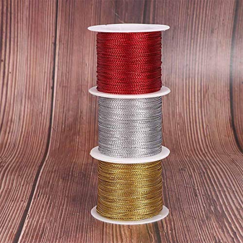 DIY Crafts Pack of 20 mtr 20x1, Silver Cord Thread, 20 Meters 1mm Rope Gold/Silver/Red Cord Thread Cord String Strap Ribbon Rope Tag L(Pack of 20 mtr 20x1, Silver Cord Thread) - Image 4
