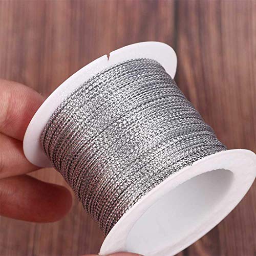 DIY Crafts Pack of 20 mtr 20x1, Silver Cord Thread, 20 Meters 1mm Rope Gold/Silver/Red Cord Thread Cord String Strap Ribbon Rope Tag L(Pack of 20 mtr 20x1, Silver Cord Thread) - Image 5