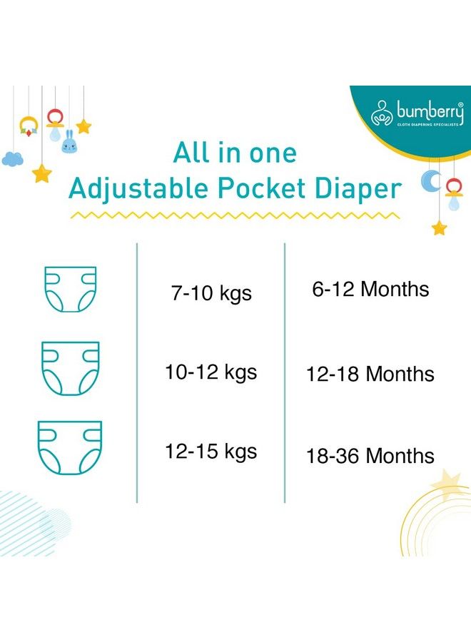 Bumberry Adjustable Reusable 2 Pocket Cloth Diaper Cover Combo With 2 Microfiber Insert For Babies (Pack Of Origami And Pineapple 3 36 Months) - Image 3