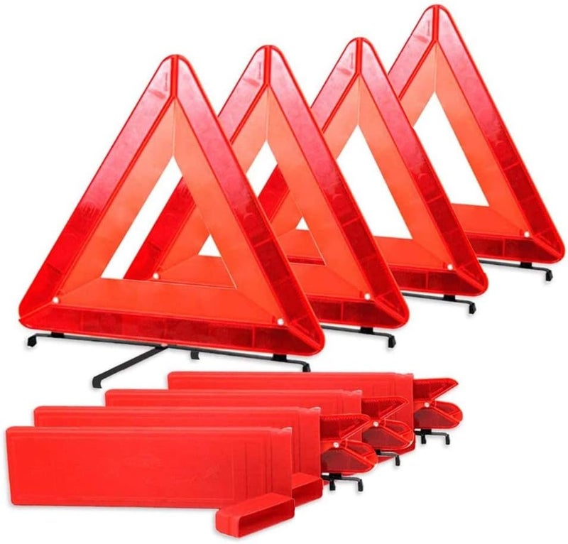 رويال إيبكس مجموعة تحذيرية مثلثية من Royal Apex Safety Triangle، قابلة للطي، للاستخدام في حالات الطوارئ على جانب الطريق، مزودة بعواكسات (عبوة تحتوي على 4 قطع) - Image 1