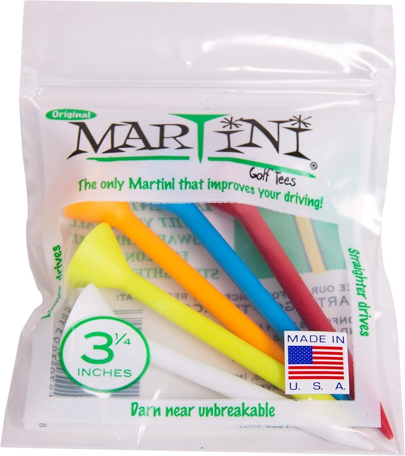 Brush T Martini Golf 3-1/4" Durable Plastic Tees 5-Pack (Assorted Colors) - Image 1