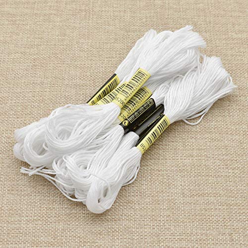 XLSFPY White Embroidery Floss, 24 Skeins Embroidery Thread Friendship Bracelet String, Cross Stitch Threads Hair Wrap Yarn - Image 2