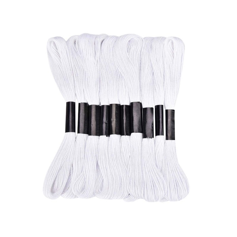 XLSFPY White Embroidery Floss, 24 Skeins Embroidery Thread Friendship Bracelet String, Cross Stitch Threads Hair Wrap Yarn - Image 1