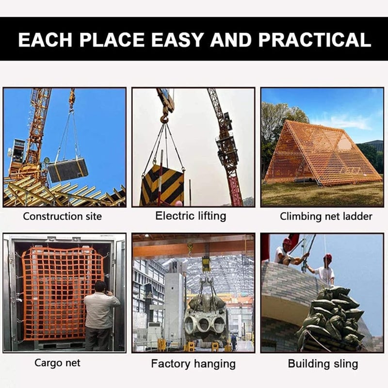 Cargo Lifting Net - Polyester Flat Lifting Cargo Net, Flat Nylon Hoisting Net, Square Mesh Tear Resistance Safety Net Straps, Hanging Netting for Towing Hoisting, Bearing Capacity 0.3-3.5T ( - Image 5