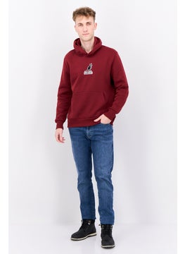 KANGOL Men Hooded Embroidered Logo Long Sleeves Sweatshirt, Maroon  - Image 4
