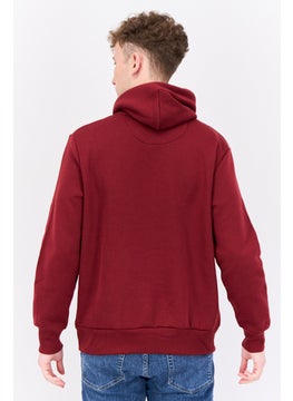 KANGOL Men Hooded Embroidered Logo Long Sleeves Sweatshirt, Maroon  - Image 3
