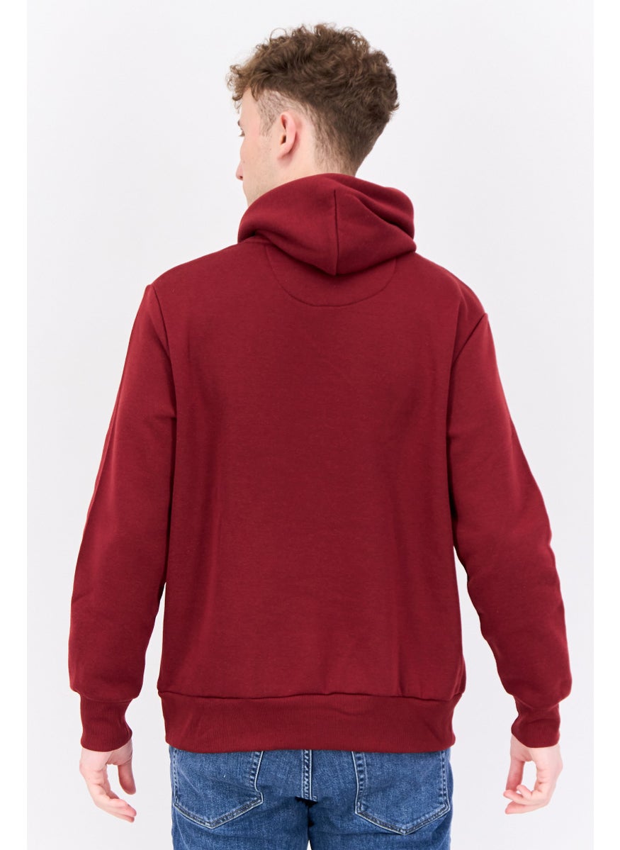 KANGOL Men Hooded Embroidered Logo Long Sleeves Sweatshirt, Maroon  - Image 3