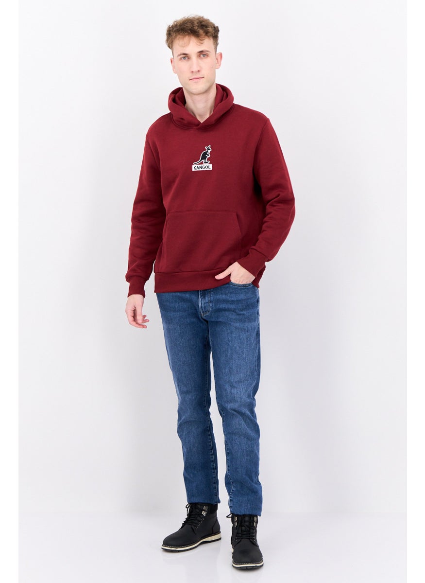 KANGOL Men Hooded Embroidered Logo Long Sleeves Sweatshirt, Maroon  - Image 4
