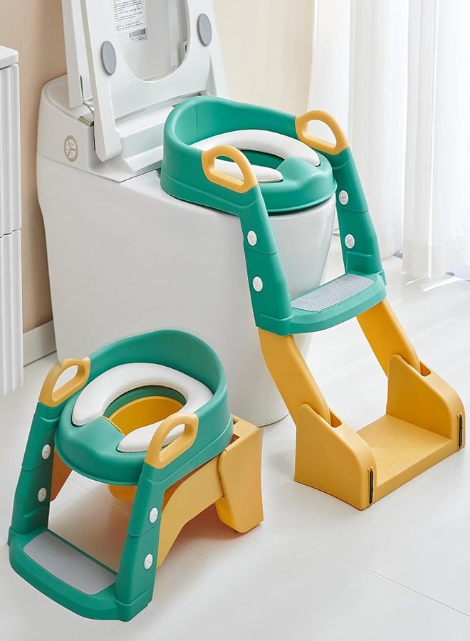 0 تي أوه وان تيك نونية الأطفال، 3 في 1 سلم الأطفال، نونية التدريب مع الحماية من الرش والوسادة، نونية الأولاد والبنات (أخضر) - Image 1