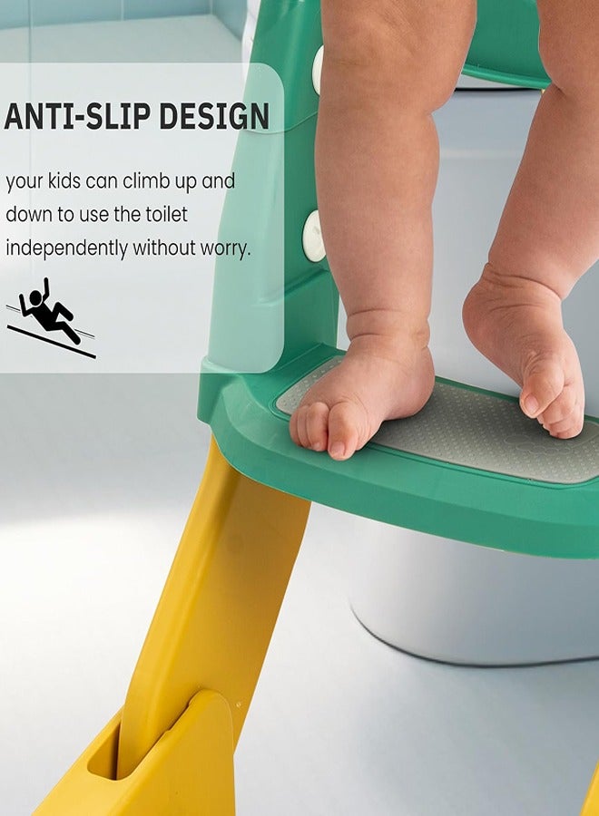 0 تي أوه وان تيك نونية الأطفال، 3 في 1 سلم الأطفال، نونية التدريب مع الحماية من الرش والوسادة، نونية الأولاد والبنات (أخضر) - Image 2