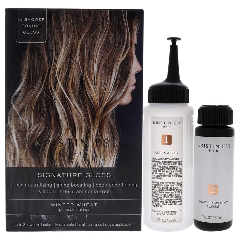 Kristin Ess Light Blonde Hair Dye Gloss Treatment in Winter Wheat - 4 Wk Semi Permanent Hair Dye Glaze for Light Blonde Color + Vibrant Shine - Anti Brass Conditioning Gloss Toner for Women - Vegan - Image 1