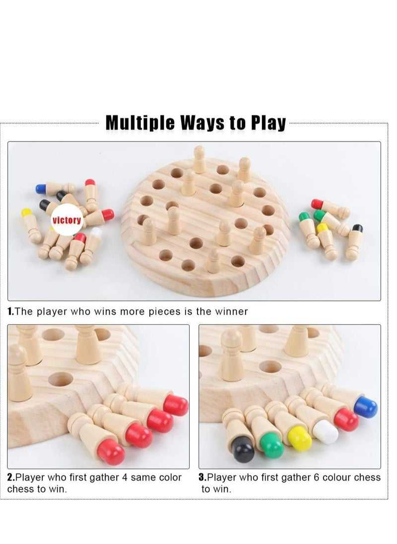 KASTWAVE Wooden Memory Chess Board Game Color Memory Matching Brain Teasers Game for Kids Boy Girl Age 3-12 Toddler Learning Activities Educational Toys Montessori Toys  - Image 2