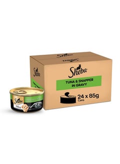 Sheba Deluxe Premium Adult (1+ Years) Wet Cat Food, Tuna & Snapper In Gravy, 85 G Can (Pack Of 24), High-Moisture Gravy Cat Food For Healthy Hydration  - Image 1