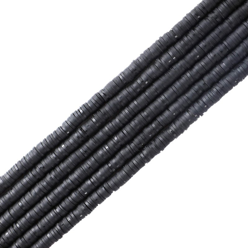 KASTWAVE Clay Beads, Round Handmade Heishi Beads, 2100 Pcs Polymer Flat Beads, Beads for Jewelry Making, for Necklace Jewelry Bracelet Earring Pendant and Anklet Craft Making DIY Craft Kit (Black)