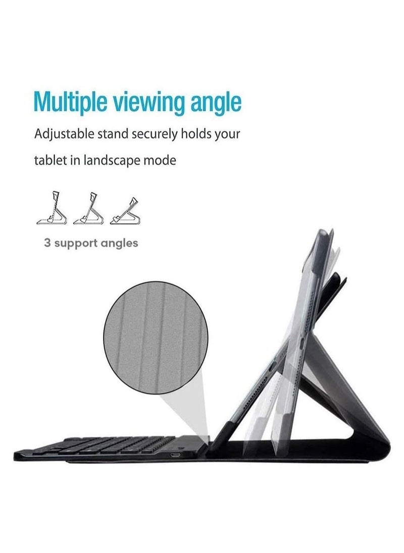 بيوينتي Keyboard Case for Samsung Galaxy Tab S6 Lite 10.4 Inch Tablet 2020 (SM-P610/ SM-P615) with S Pen Holder, Slim Stand PU Leather Cover with Detachable Wireless Bluetooth Keyboard  - Image 4