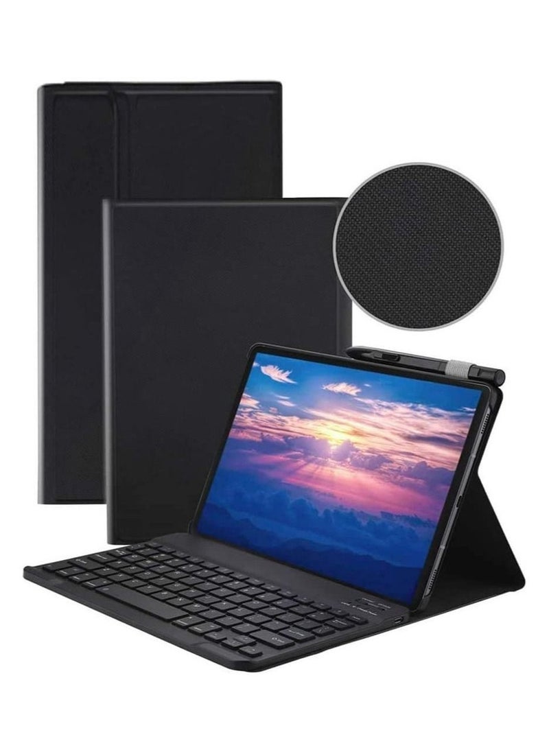 بيوينتي Keyboard Case for Samsung Galaxy Tab S6 Lite 10.4 Inch Tablet 2020 (SM-P610/ SM-P615) with S Pen Holder, Slim Stand PU Leather Cover with Detachable Wireless Bluetooth Keyboard  - Image 1