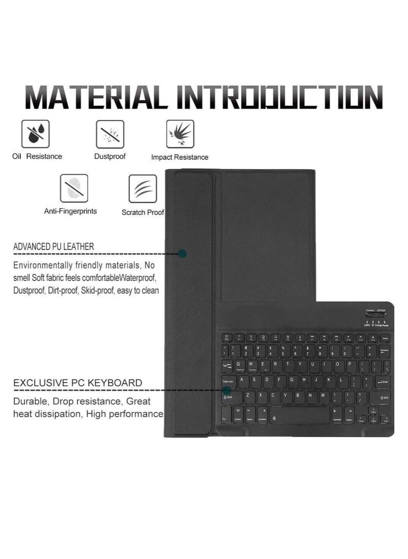 بيوينتي Keyboard Case for Samsung Galaxy Tab S6 Lite 10.4 Inch Tablet 2020 (SM-P610/ SM-P615) with S Pen Holder, Slim Stand PU Leather Cover with Detachable Wireless Bluetooth Keyboard  - Image 2