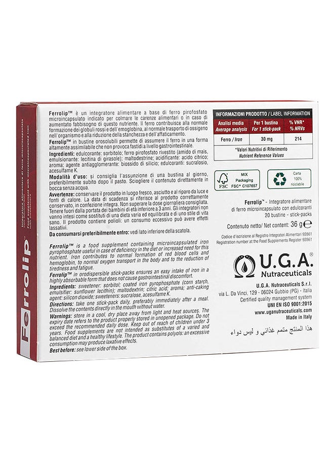 U.G.A Nutraceuticals FERROLIP LEMON STICK 20S  - Image 3