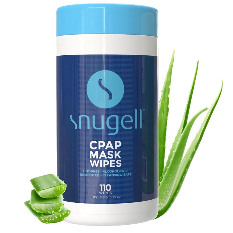 Snugell Unscented CPAP Mask Wipes â€“ 110 Count â€“100% Soft Cotton â€“ Lint & Alcohol-Free â€“ Skin-Safe Formula with Aloe Vera â€“ Easy-to-Open Canister â€“ Perfect for Cleaning CPAP Masks, Tubes, and Devices - Image 1
