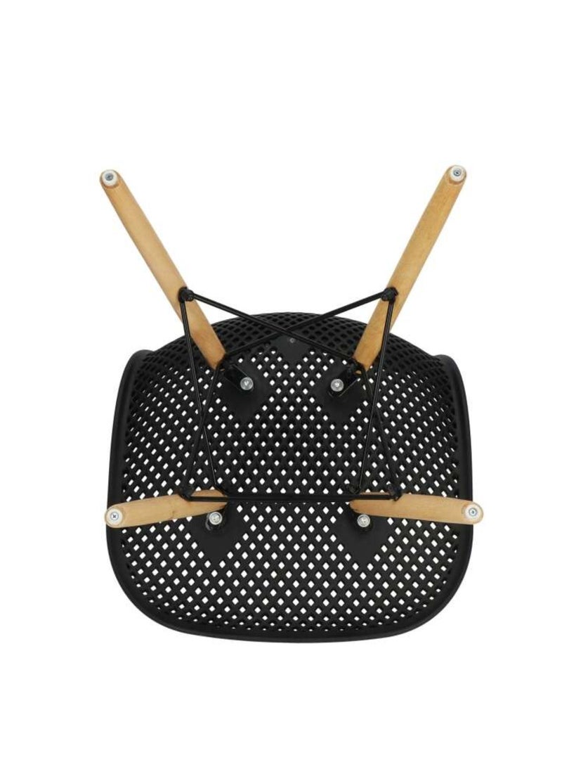 ماس طقم كراسي طعام بلاستيكي بتصميم عصري وأنيق بأرجل خشبية طبيعية للمطبخ وغرفة الطعام وغرفة النوم وغرفة المعيشة مكون من 4 قطع - Image 3